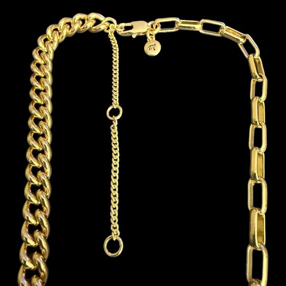 Madewell Gold Plated Brass Dual-Link Chain Necklace Curb Link Paperclip - Picture 4 of 13